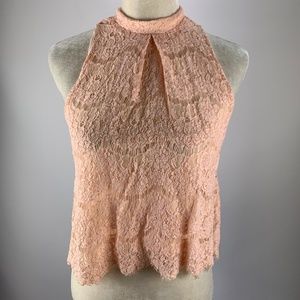 Fire Medium Blouse High Neck Lace Lined LA